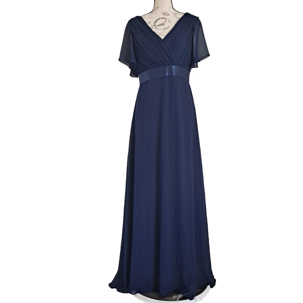 SOLD Ever Pretty navy blue long formal A line maxi prom Bridesmaid dress XL - Picture 4 of 17